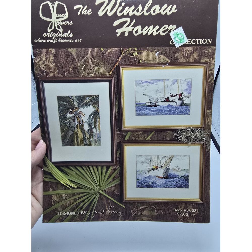 Janet Powers Winslow Homer Sails Boats Schooner Coconut Palms Cross Stitch